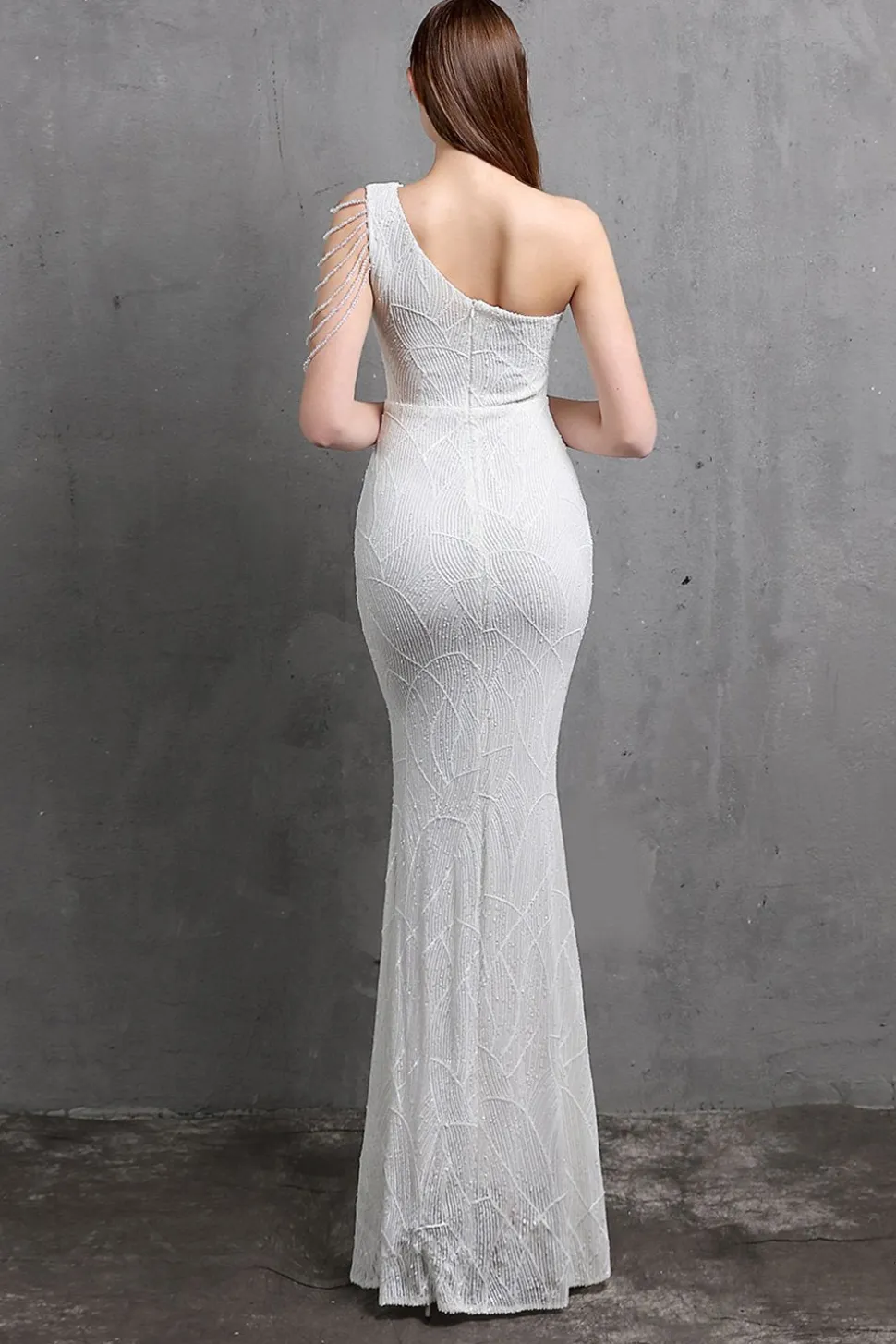 Vestidos de baile de sequin de sereia de ouro um ombro