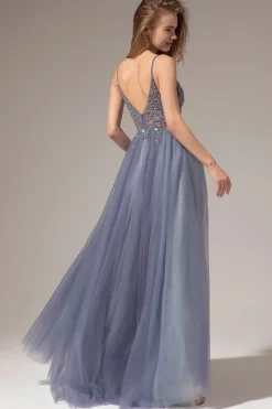 Vestidos de Cerimónia Longo de Pescoço em V com Fenda