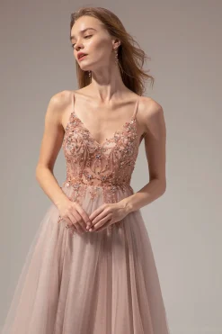 Vestidos de Cerimónia Longo de Pescoço em V com Fenda
