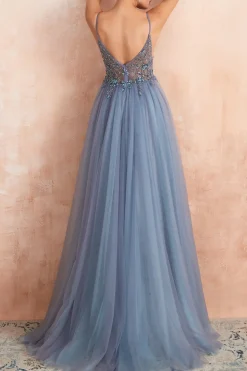 Vestidos de Cerimónia Longos Azuis Com Fenda