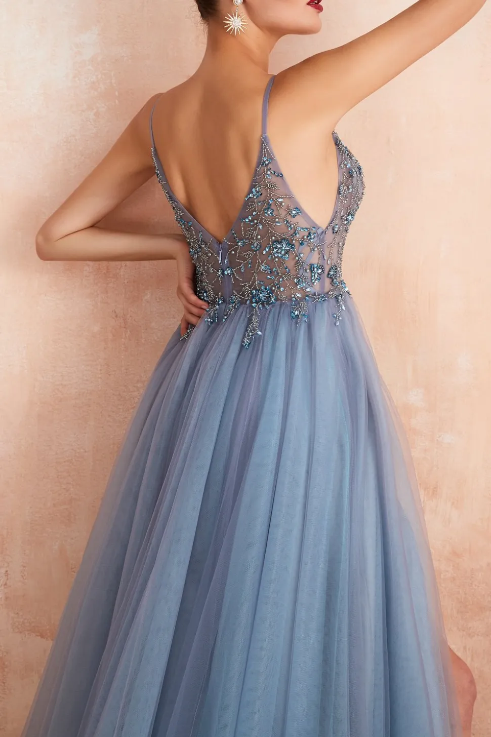 Vestidos de Cerimónia Longos Azuis Com Fenda