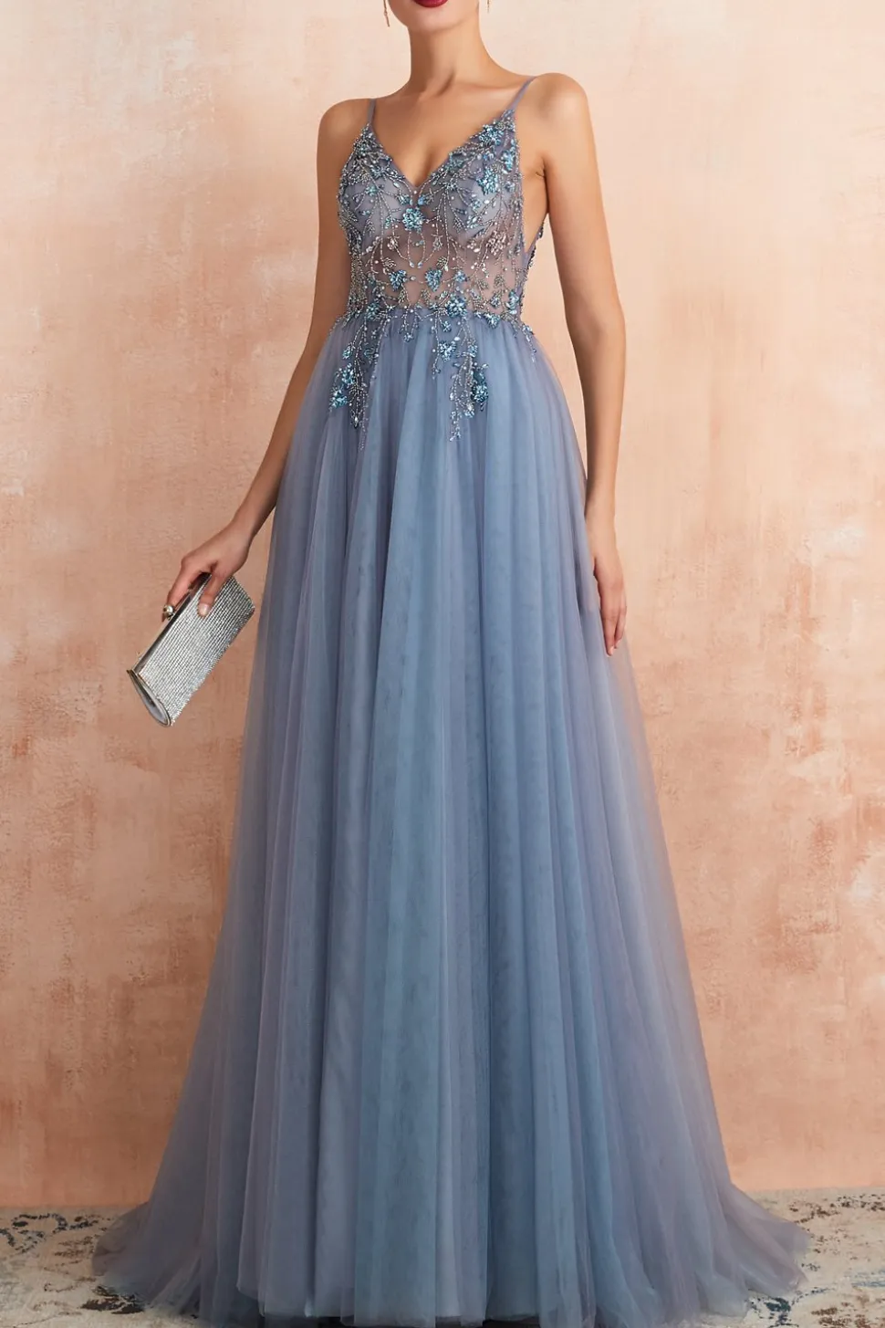 Vestidos de Cerimónia Longos Azuis Com Fenda