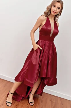 Vestidos de Festa Borgonha com bolsos