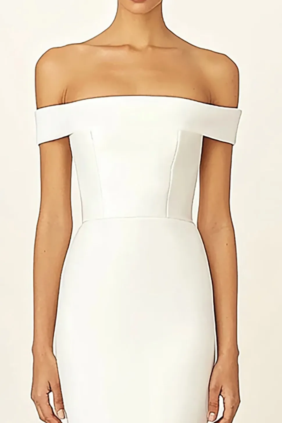 Vestidos de Noiva Branco Fora do Ombro Cetim Longo Bainha