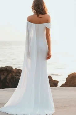 Vestidos de Noiva Branco Fora do Ombro Longo Sereia