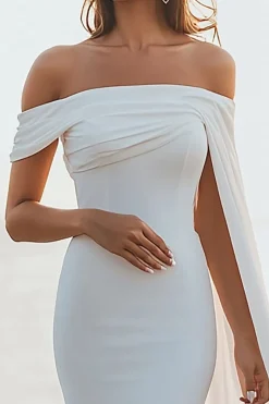 Vestidos de Noiva Branco Fora do Ombro Longo Sereia