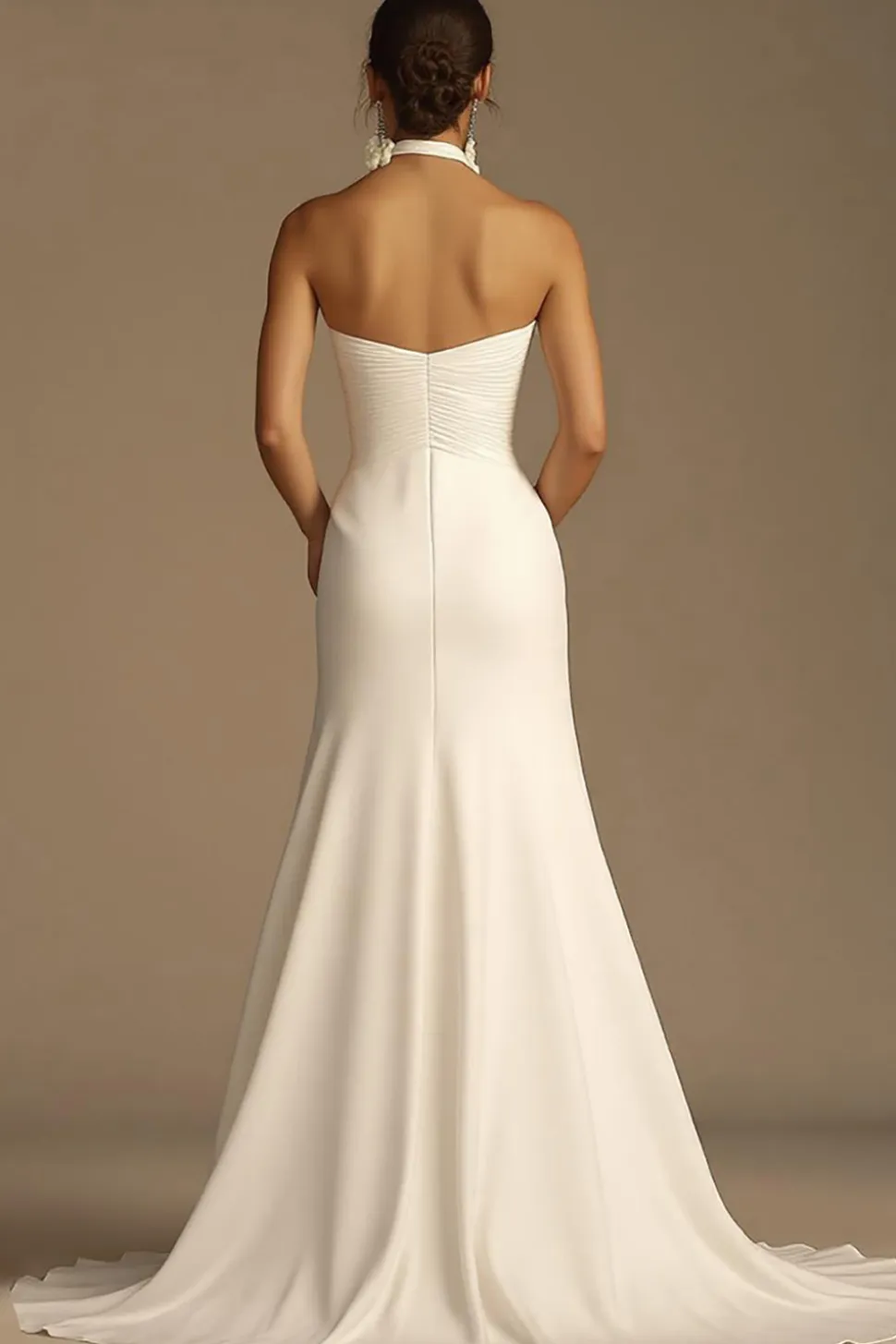 Vestidos de Noiva Cabeçada Branco Cetim Longo Sereia