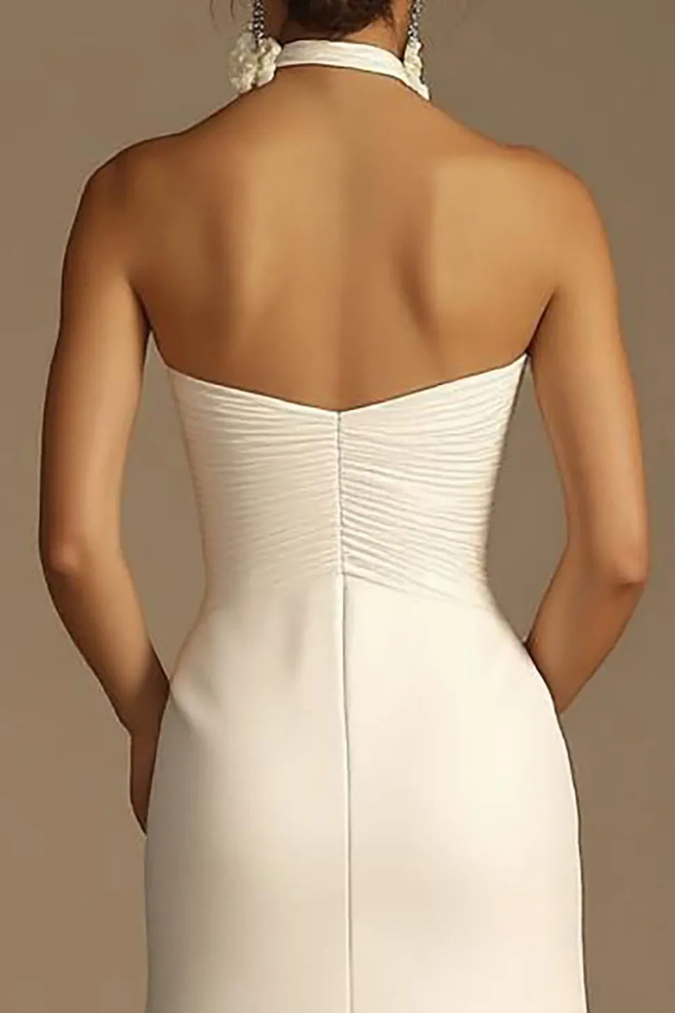 Vestidos de Noiva Cabeçada Branco Cetim Longo Sereia