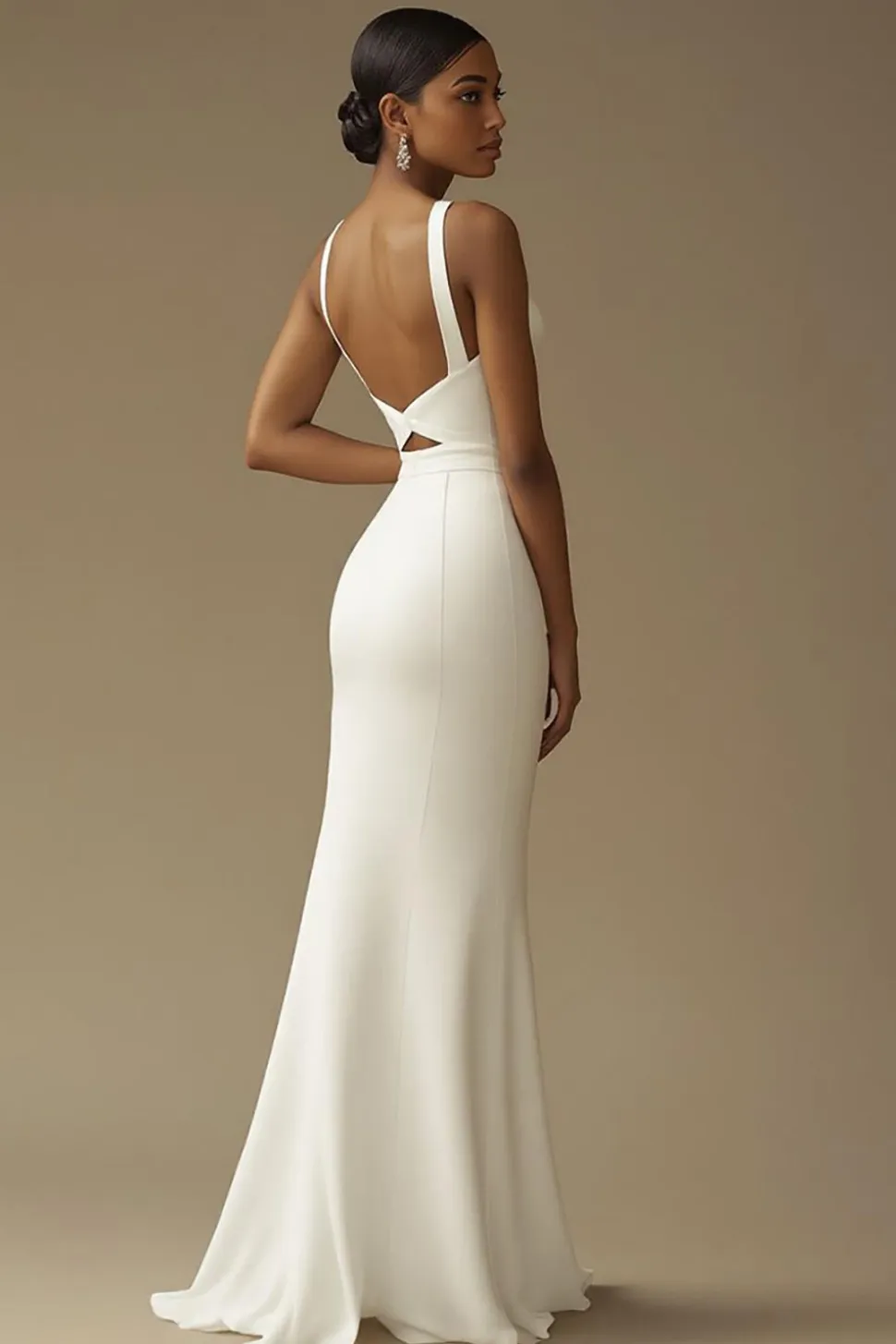 Vestidos de Noiva com Fenda Sereia Branco Longo Cetim