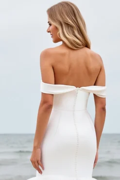 Vestidos de Noiva Longo Fora do Ombro Sereia Organza