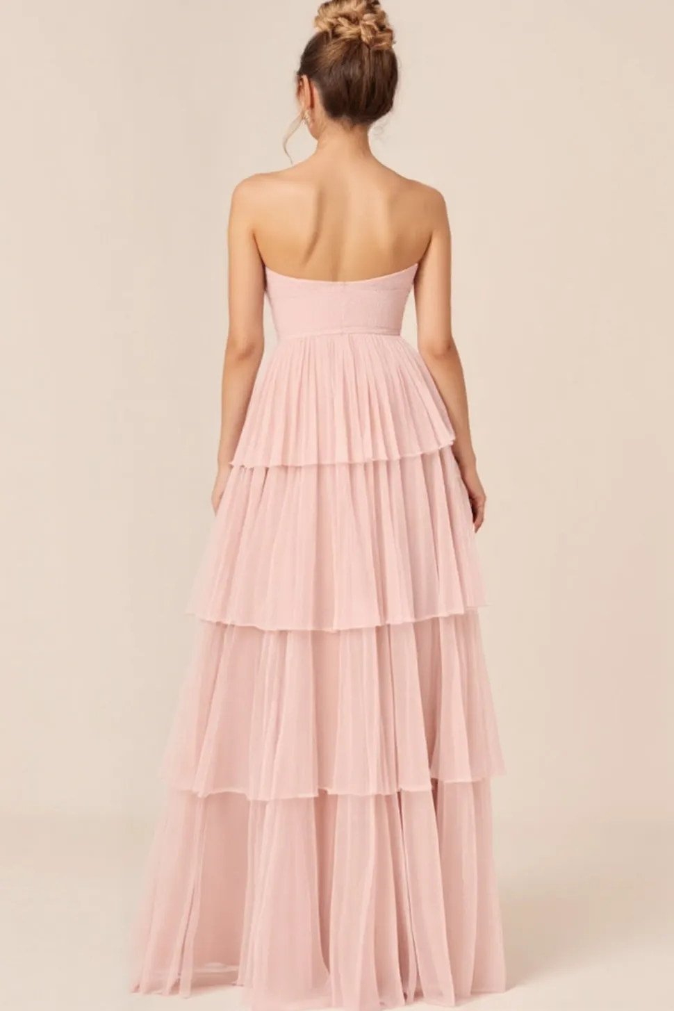 Vestidos Para Casamento Convidada Rosa Doce Sem Alças Babado Longo