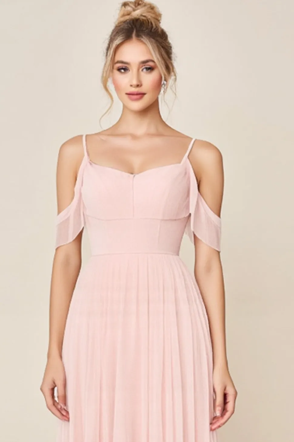 Vestidos Para Casamento Convidada Corar RosaLinha-A Ombro Frio Tule Longo