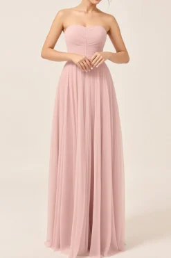 Vestidos Para Casamento Convidada Corar Rosa Linha-A Sem Alças