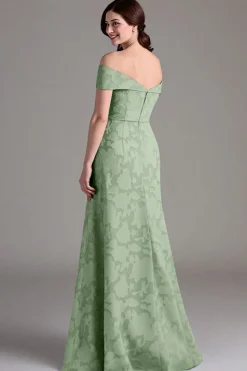 Vestidos Para Casamento Convidada Eucalipto Linha-A Longo Fora do Ombro