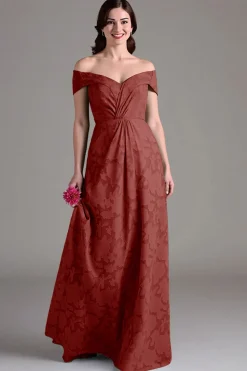 Vestidos Para Casamento Convidada Eucalipto Linha-A Longo Fora do Ombro
