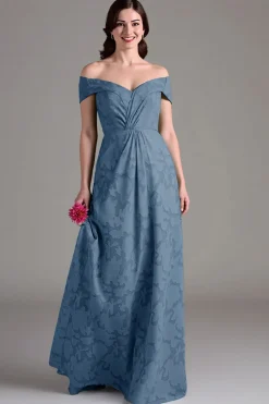 Vestidos Para Casamento Convidada Eucalipto Linha-A Longo Fora do Ombro