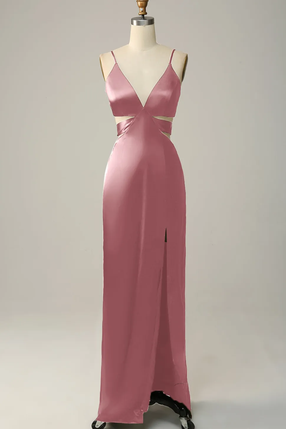Vestidos Para Casamento Convidada Eucalipto Longo Decote em V Cetim