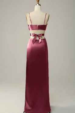 Vestidos Para Casamento Convidada Eucalipto Longo Decote em V Cetim