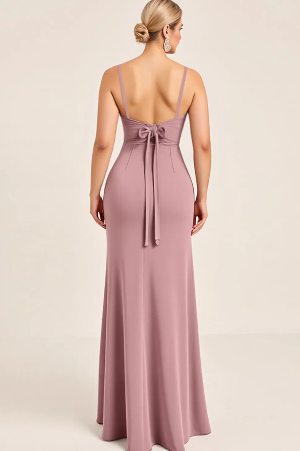 Vestidos Para Casamento Convidada com Fenda Vintage Mauve Longo Bainha