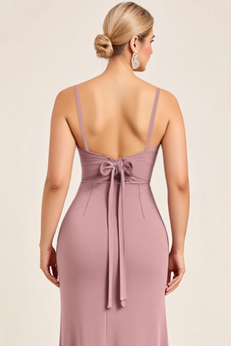 Vestidos Para Casamento Convidada com Fenda Vintage Mauve Longo Bainha