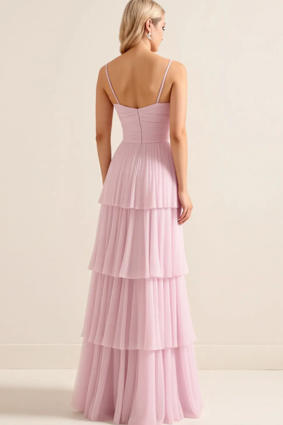 Vestidos Para Casamento Convidada Rosa Doce Longo Alças Finas Linha-A