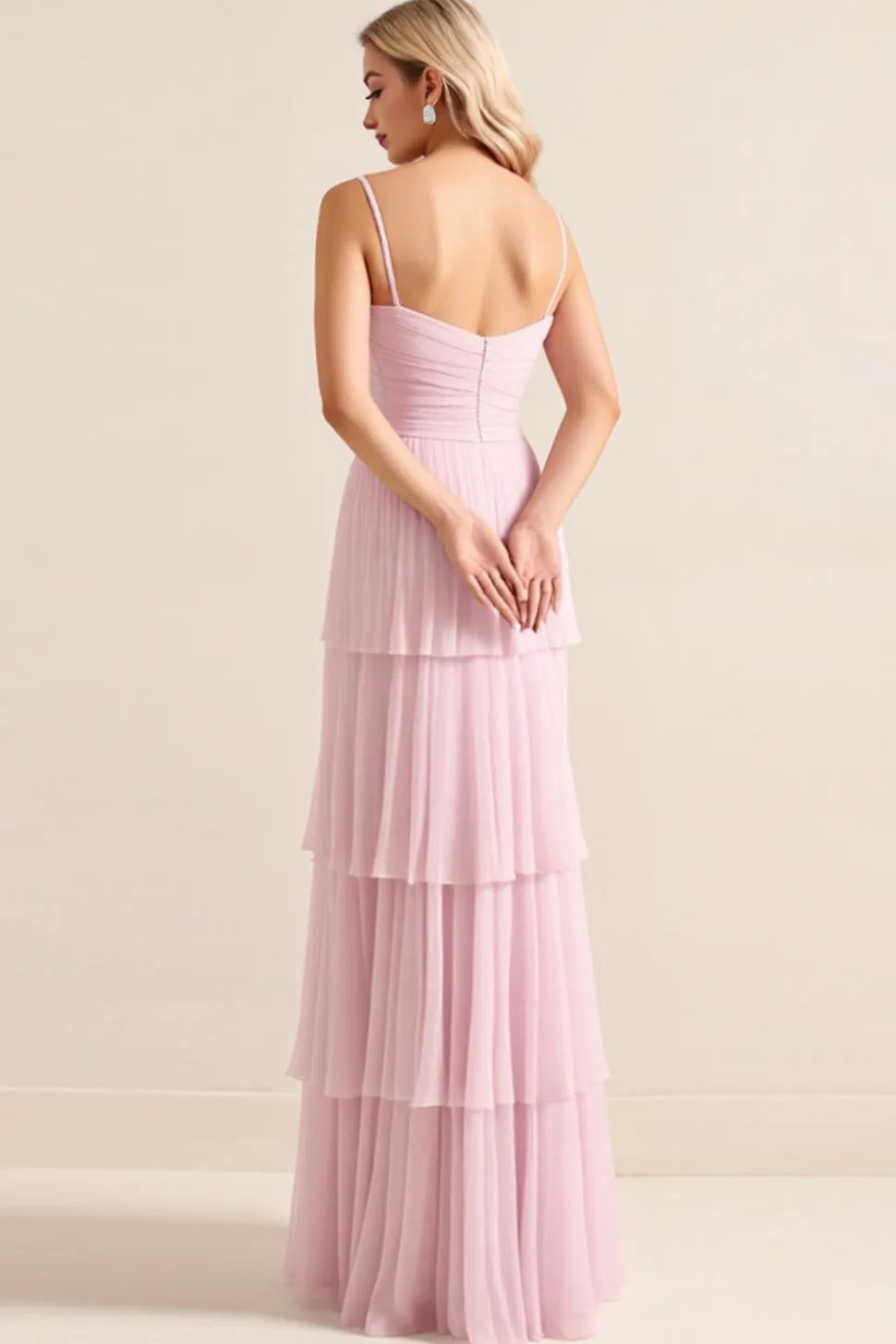 Vestidos Para Casamento Convidada Rosa Doce Longo Alças Finas Linha-A