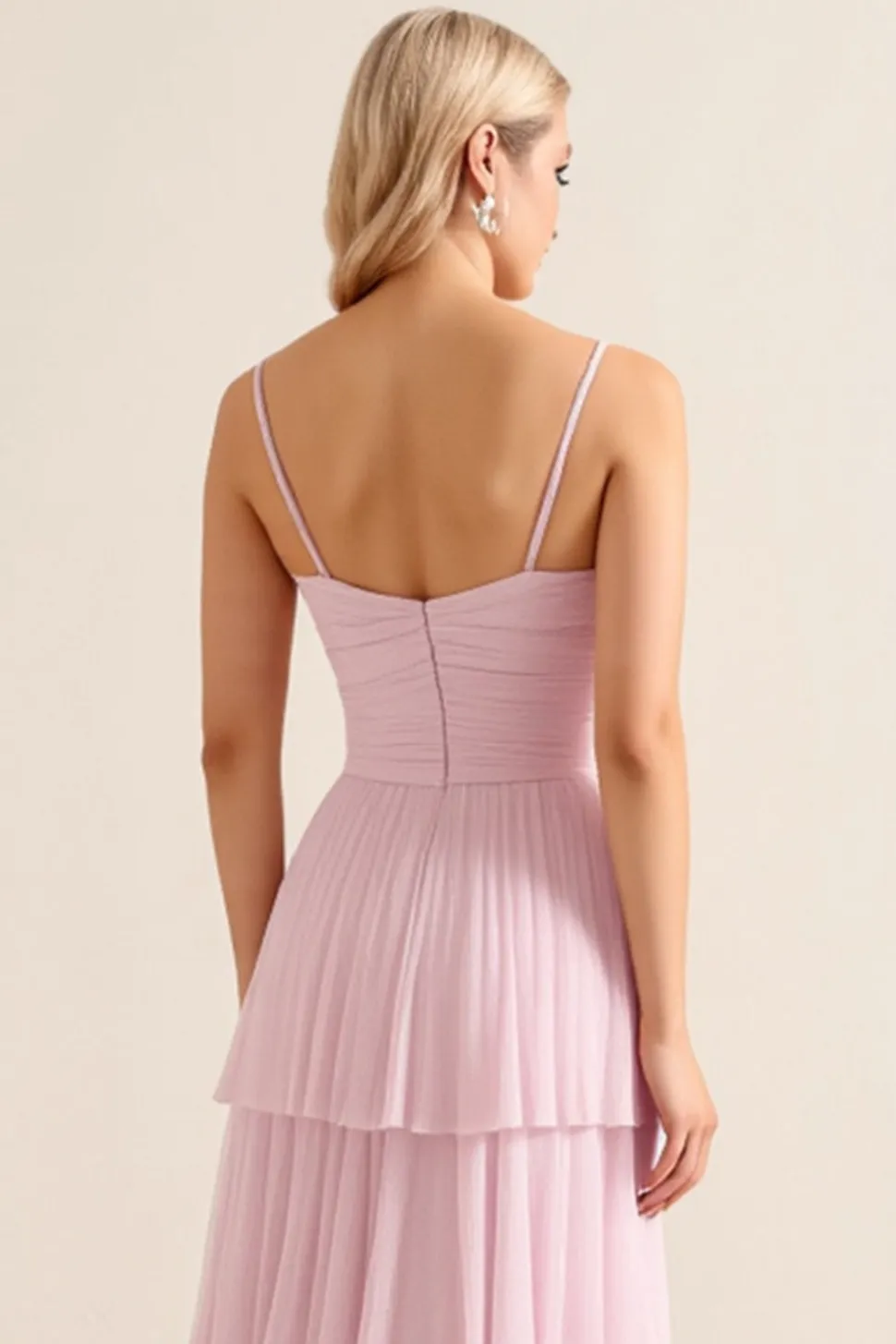 Vestidos Para Casamento Convidada Rosa Doce Longo Alças Finas Linha-A