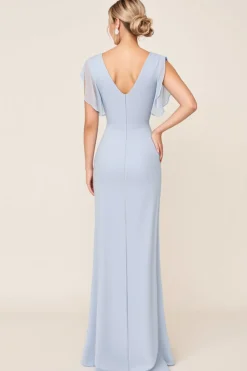 Vestidos Para Casamento Convidada Bainha Azul Claro Chiffon Longo