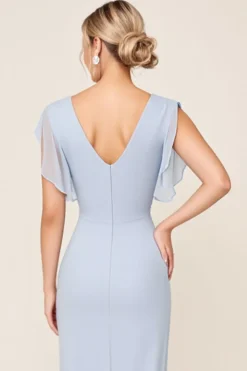 Vestidos Para Casamento Convidada Bainha Azul Claro Chiffon Longo