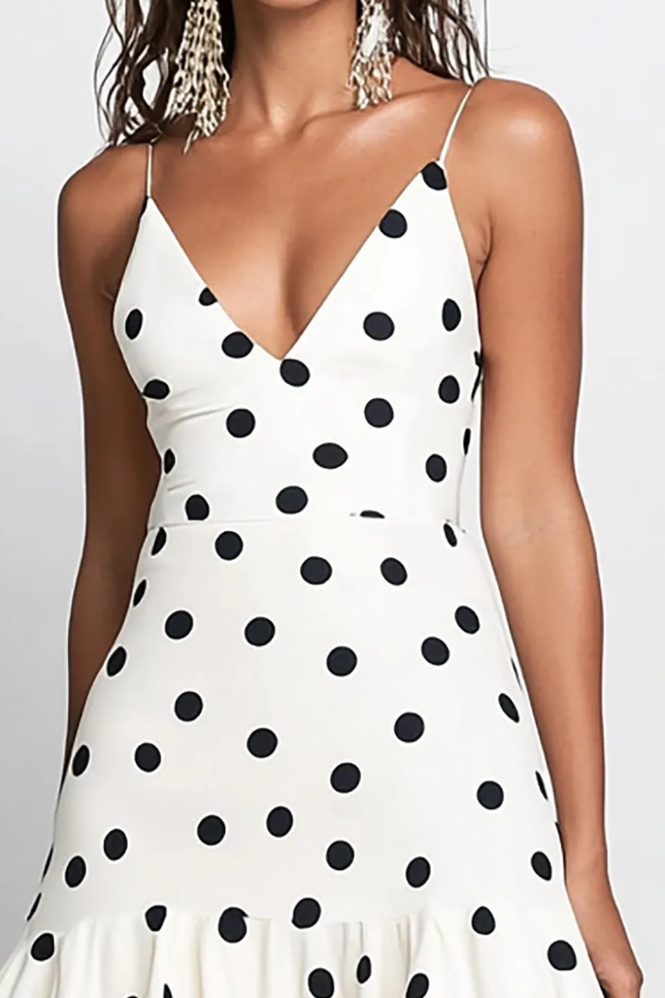 Vestidos Para Casamento Convidada Longo Branco Preto Ponto Babado Linha-A