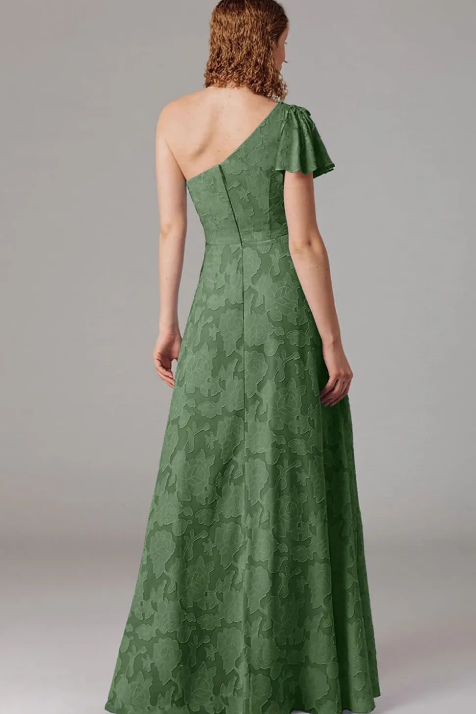 Vestidos Para Casamento Convidada com Fenda Azul Cinzento Longo Um Ombro
