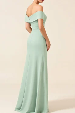 Vestidos Para Casamento Convidada Menta Bainha Fora do Ombro Longo