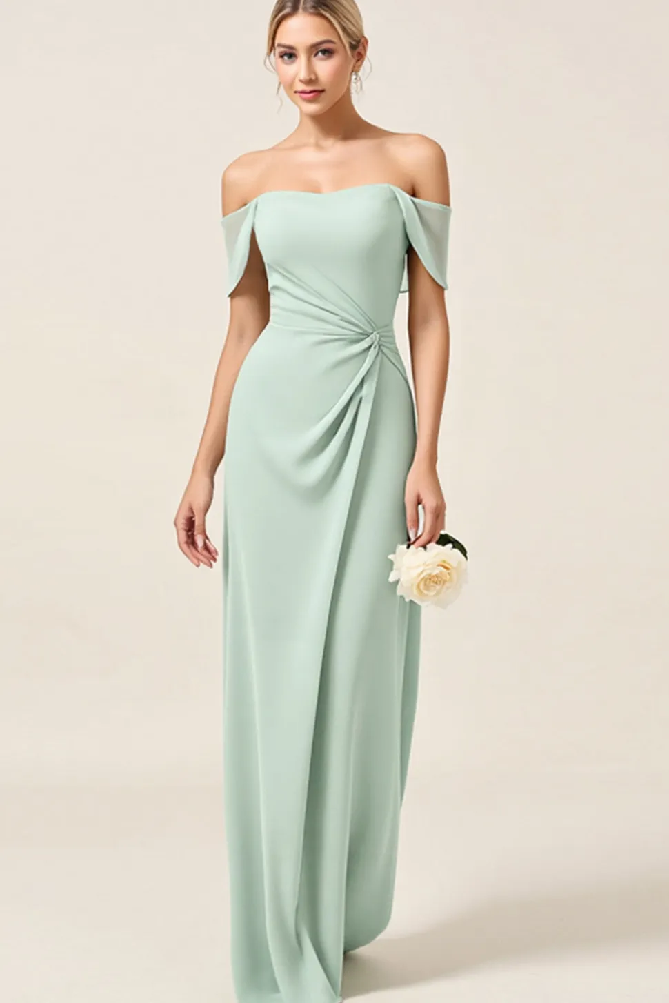 Vestidos Para Casamento Convidada Bainha Fora do Ombro Ruched Cetim Longo