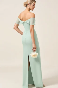 Vestidos Para Casamento Convidada Bainha Fora do Ombro Ruched Cetim Longo