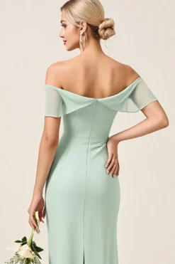 Vestidos Para Casamento Convidada Bainha Fora do Ombro Ruched Cetim Longo