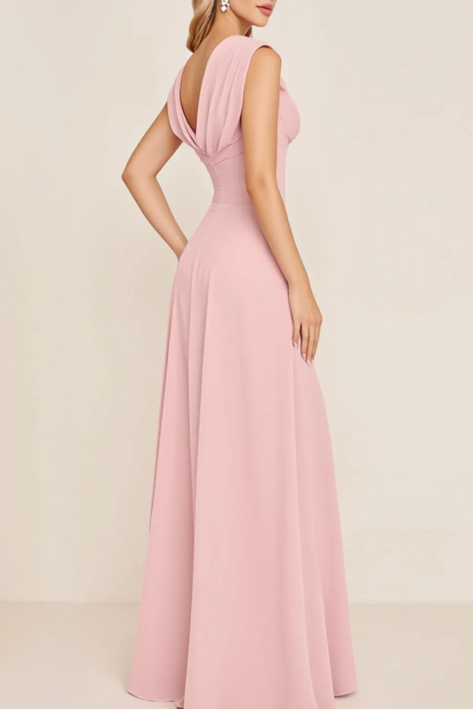 Vestidos Para Casamento Convidada com Fenda Rosa Doce Longo Bainha