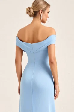 Vestidos Para Casamento Convidada com Fenda Longo Corar Rosa Bainha Fora do Ombro