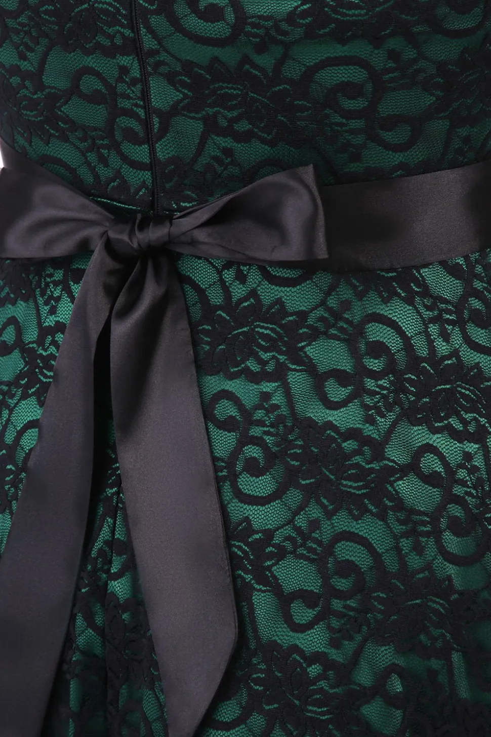 Vintage elegante vestido de renda verde escuro