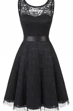 Vintage elegante vestido de renda verde escuro