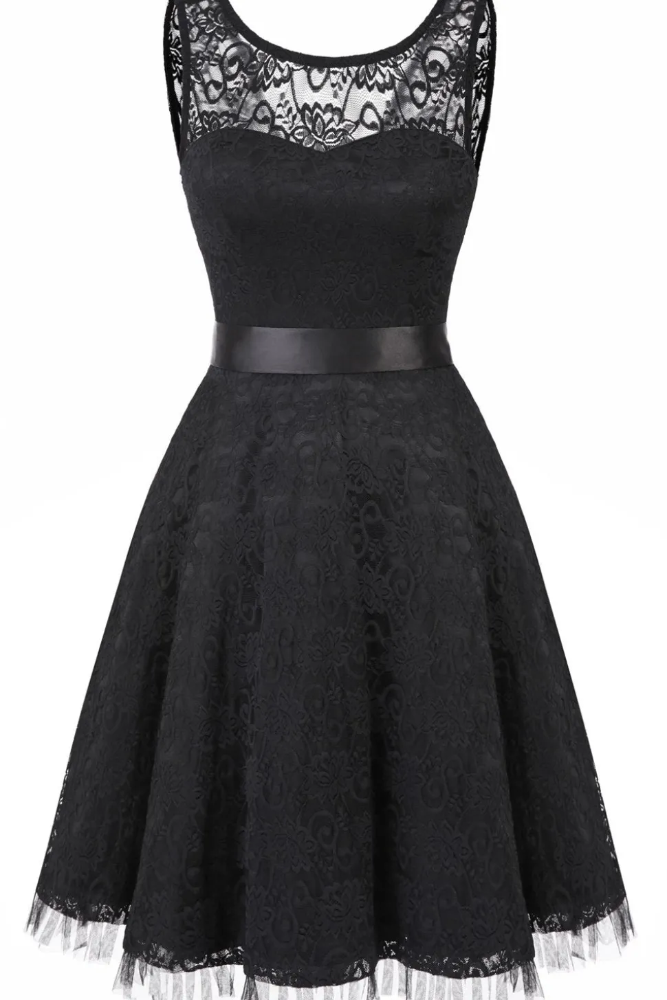 Vintage elegante vestido de renda verde escuro