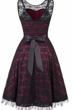Vintage elegante vestido de renda verde escuro