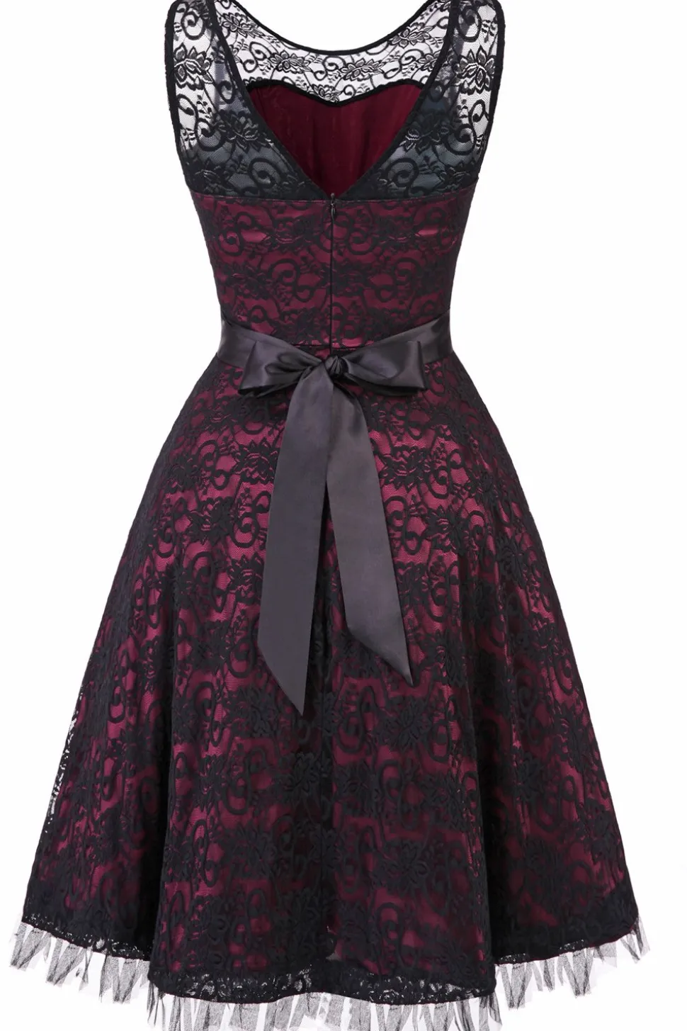Vintage elegante vestido de renda verde escuro