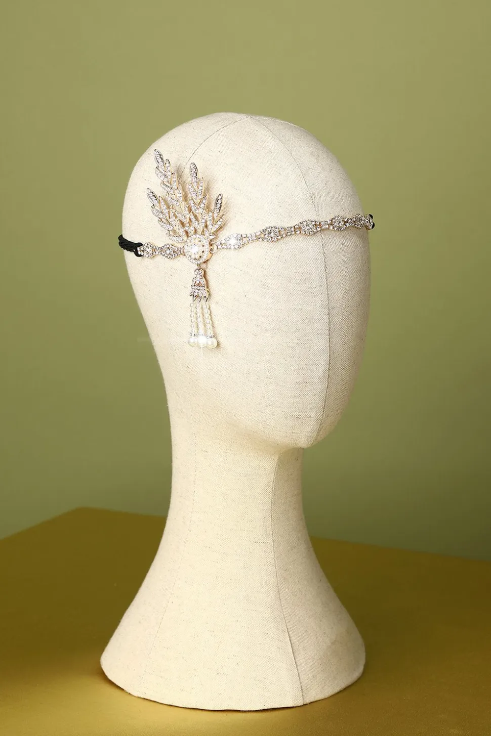White Beaded Pearls 1920s Flapper Headband