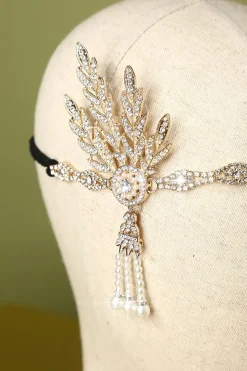 White Beaded Pearls 1920s Flapper Headband