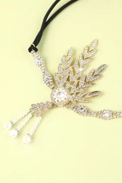 White Beaded Pearls 1920s Flapper Headband