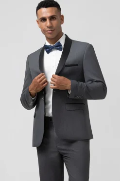 Xaile Cinzento Laper Um Botão 2 Peças Homens Ternos de Casamento