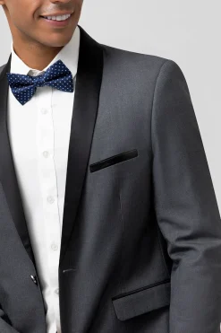 Xaile Cinzento Laper Um Botão 2 Peças Homens Ternos de Casamento