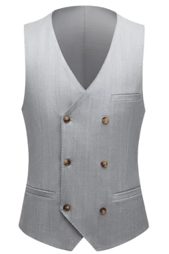 Xaile Cinzento Simples Lapela 3 Peças Conjunto de Terno Masculino