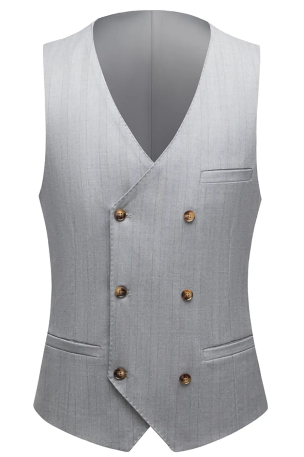 Xaile Cinzento Simples Lapela 3 Peças Conjunto de Terno Masculino
