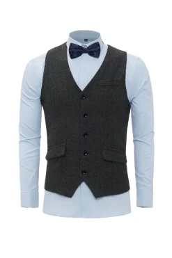 Xaile Preto Lapela Colete Masculino com 6 Peças Acessórios set